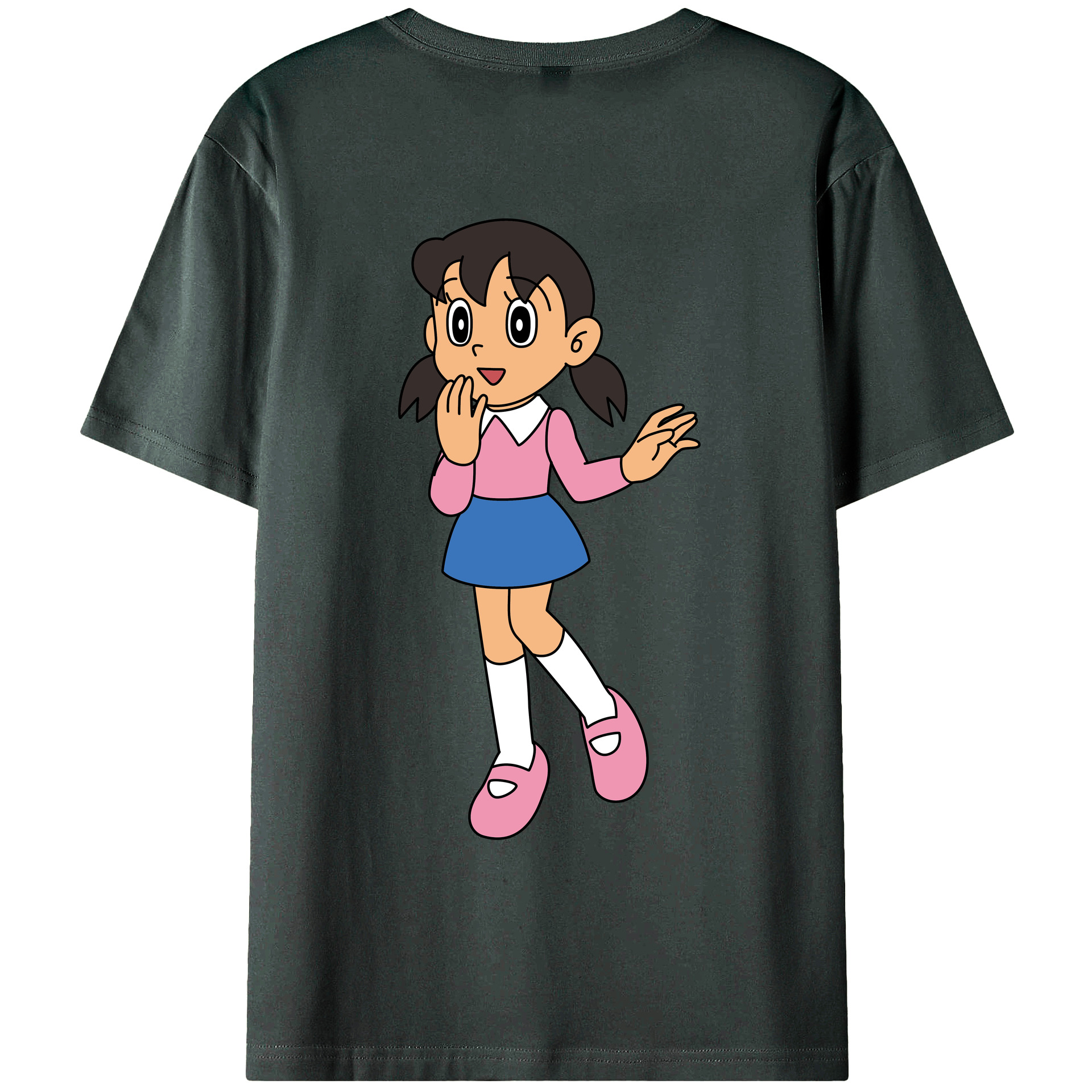 （画像用） ドラえもん みなもと しずか Doraemon Shizuka Minamoto 綿100％ メンズ半袖Tシャツ（バックプリント） 通気性